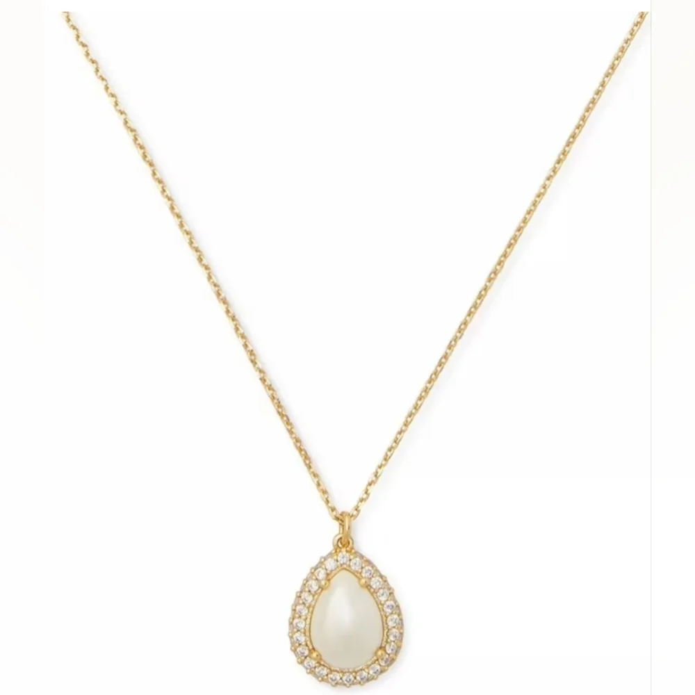 Kate Spade New Yor Pavé Halo Gold Plated Metal Mini Pearl Pendant Necklace